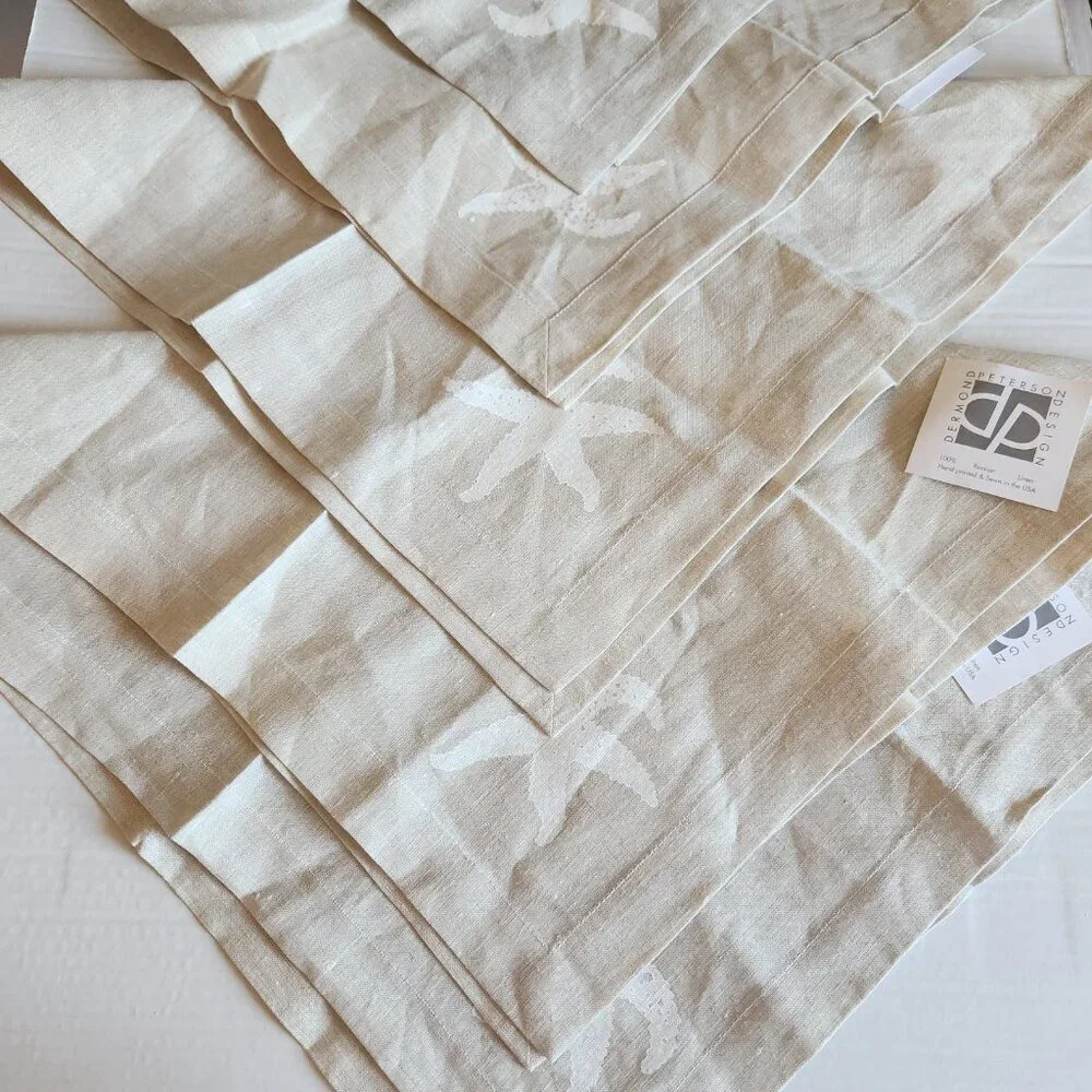 Dermond Peterson Design Russian Linen Hand Printed & Sewn Dinner Table Napkins 5